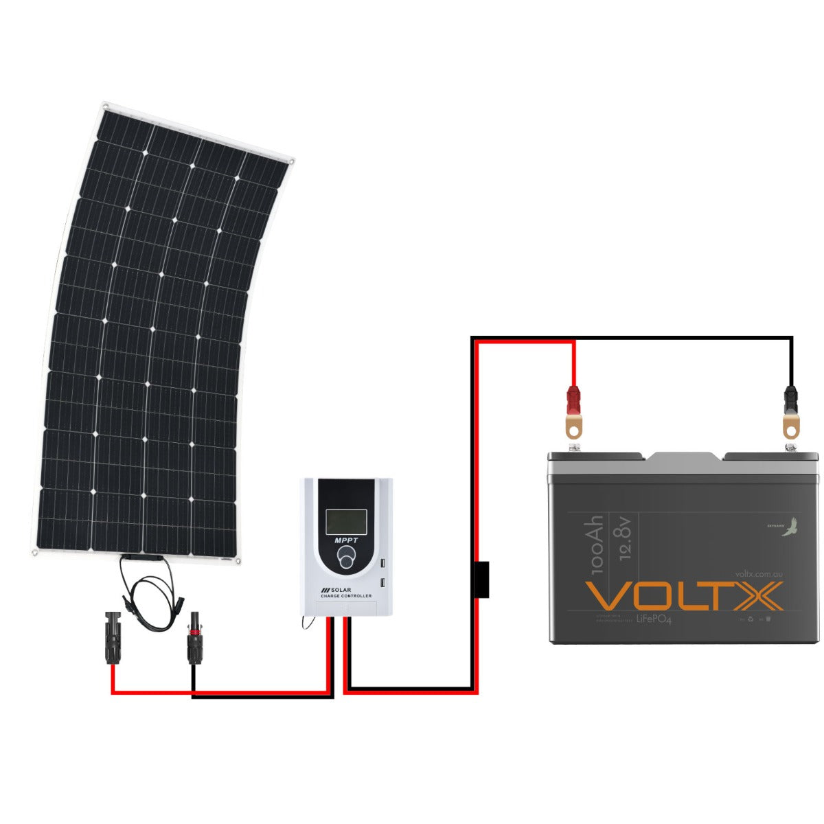 BUNDLE DEAL - VoltX 12V 100Ah Lithium Battery + 160W Solar Panel + 20A MPPT Controller with Cable