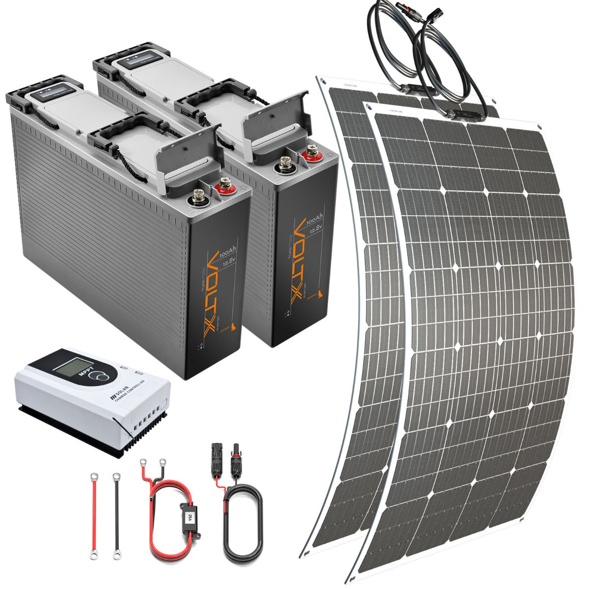 BUNDLE DEAL - VoltX 2x 100Ah Lithium Battery + 290W Solar Panel + 20A MPPT Controller with cable