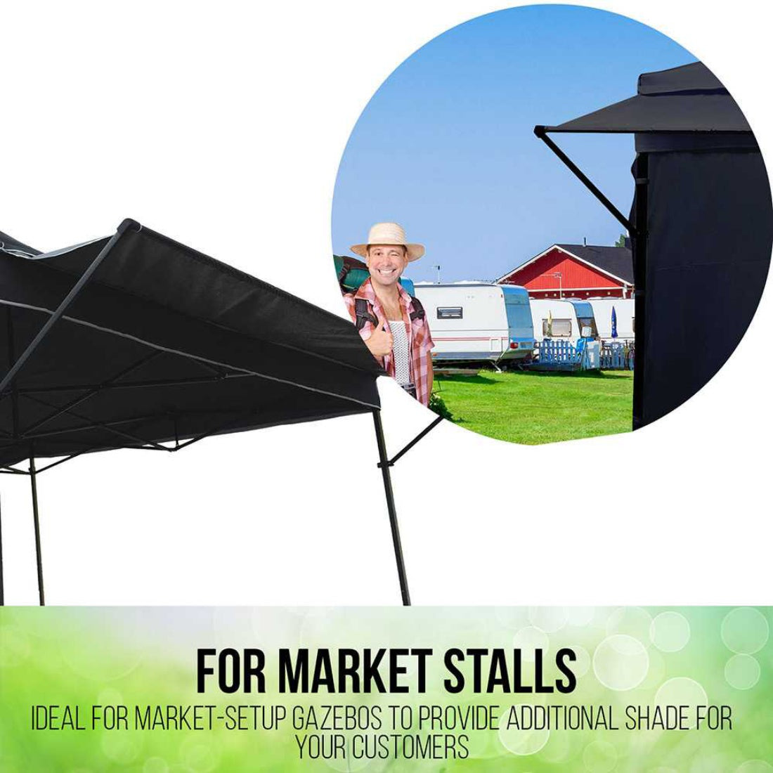 NEW PERFECT OASIS Black Pop Up 3mx68cm Gazebo Eave Folding Marquee Tent Outdoor