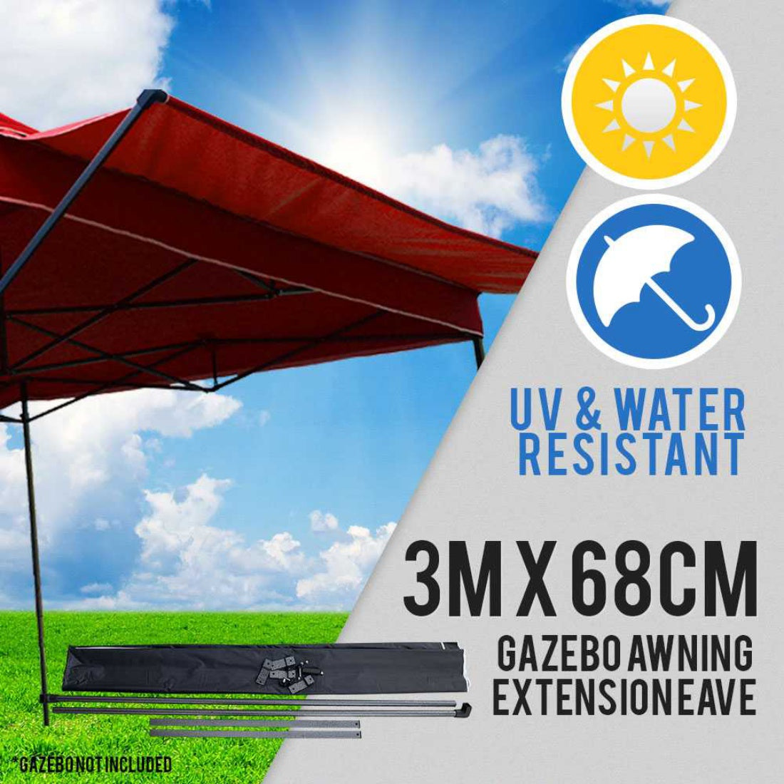 PERFECT OASIS Red Pop Up 3mx68cm Gazebo Eave Folding Marquee Tent Outdoor