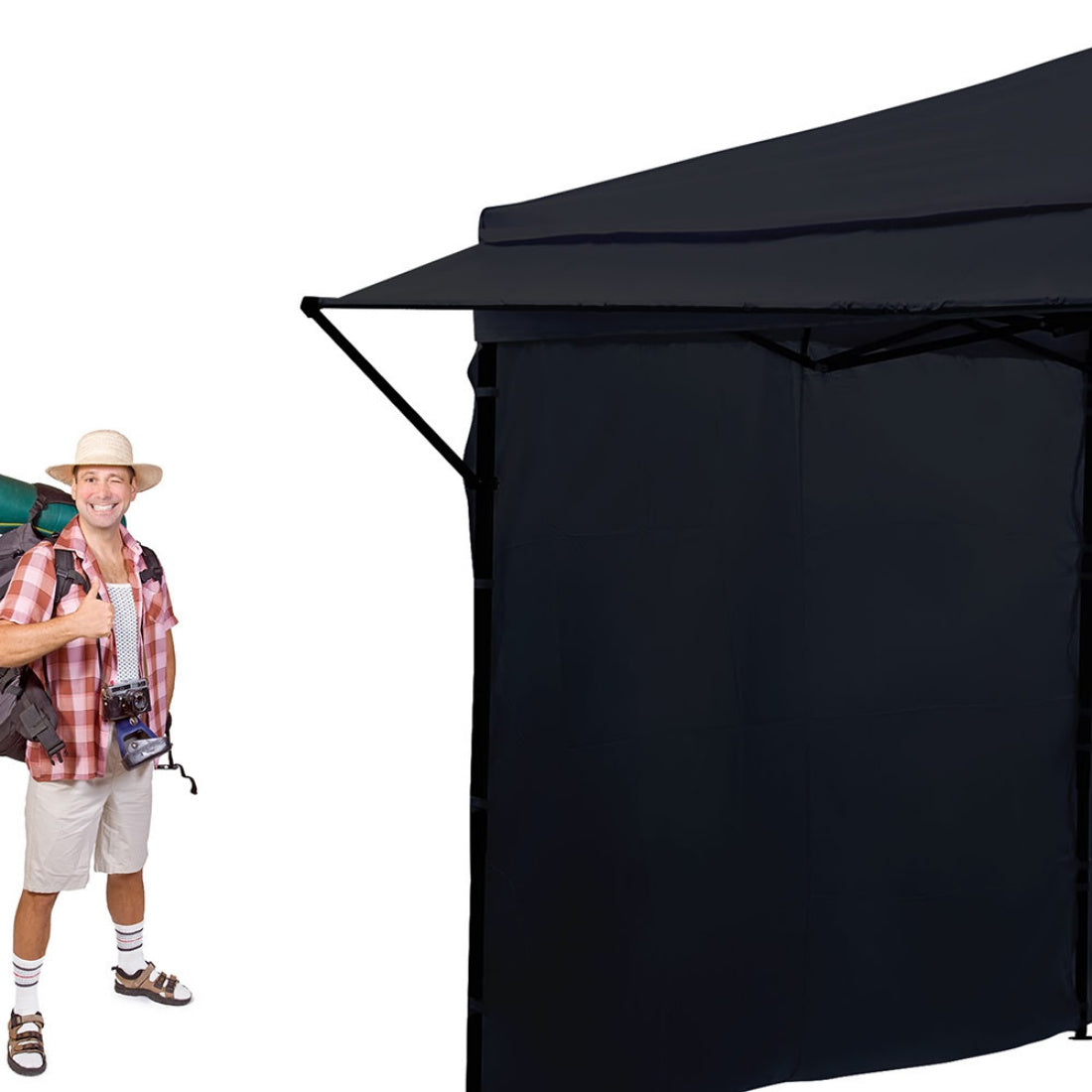 NEW PERFECT OASIS 3x6m Black Pop Up Gazebo and 3mx68cm Eave Folding Marquee Tent