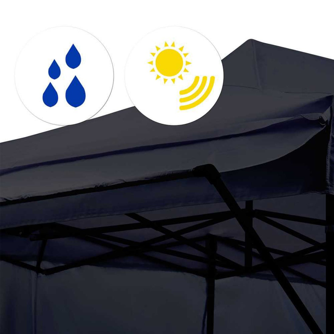 NEW PERFECT OASIS 3x6m Black Pop Up Gazebo and 3mx68cm Eave Folding Marquee Tent
