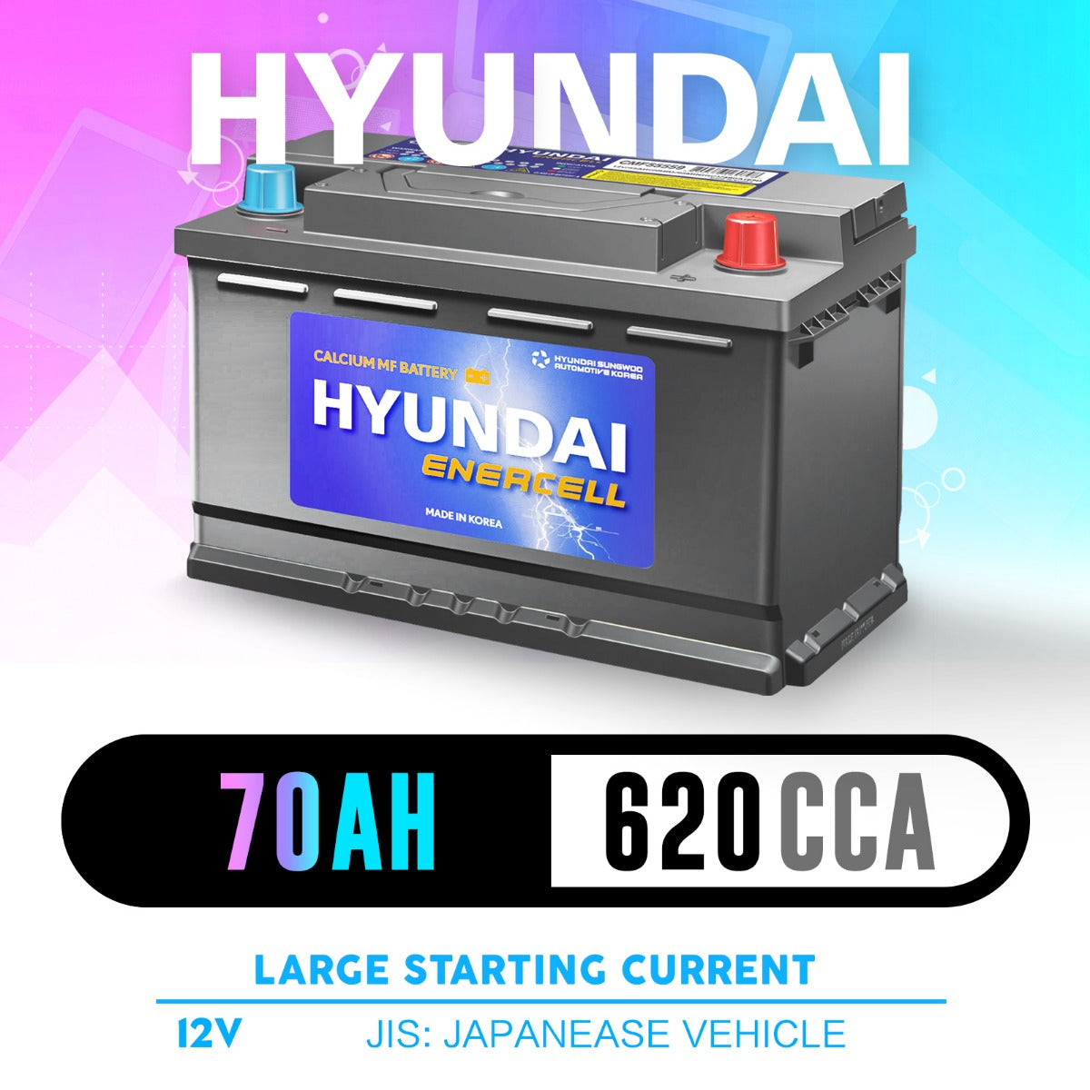 HYUNDAI 12V 70Ah CMF Car Battery Japanese Vehicle Sealed SLA Batteries 620CCA