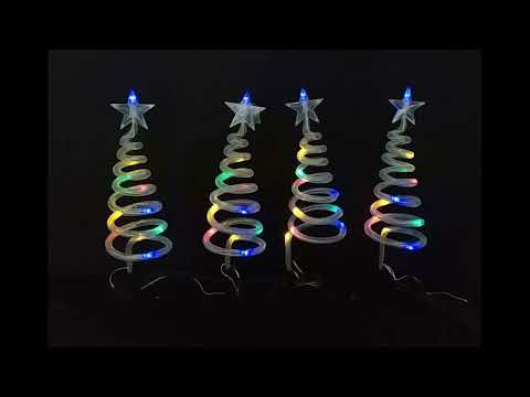 Stockholm Christmas Lights Solar Path Light Spiral Tree 4pc 40 LEDs Multi Color