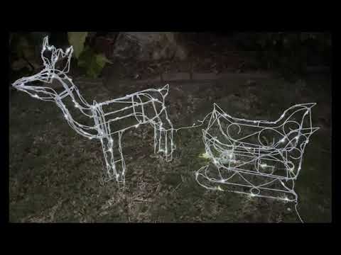 Stockholm 160 Led Deer With Sleigh Cool White Outdoor Solar Christmas Reindeer Light 145cm