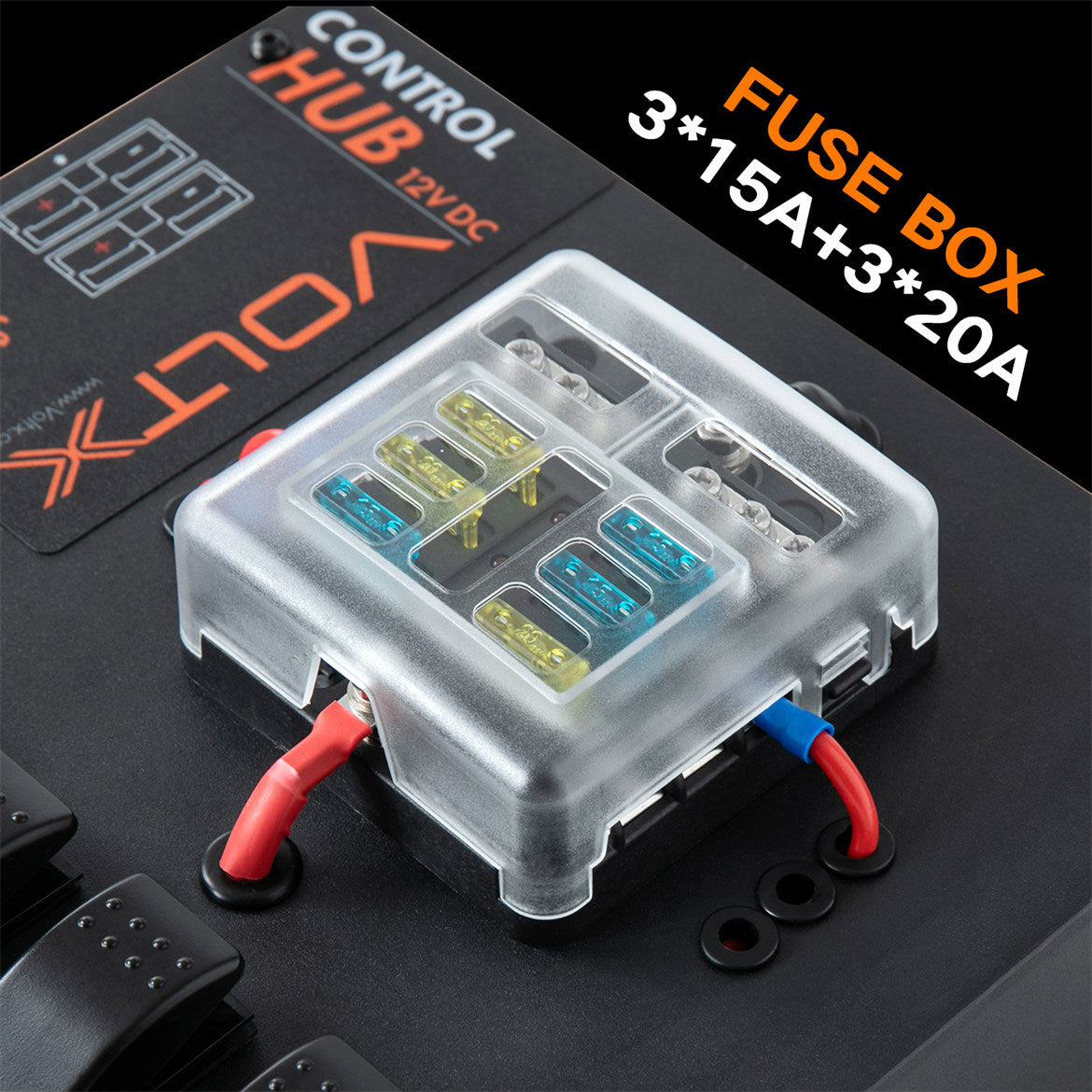 VoltX 12V Control Box 2 USB LED Lights Portable Inbuilt Voltmeter Caravan