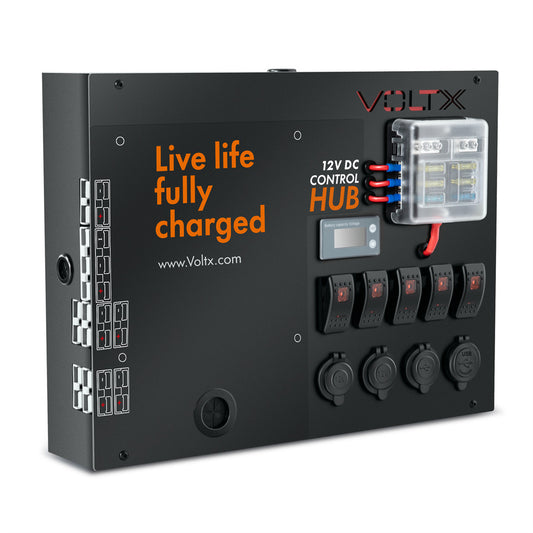VoltX 12V Control Box LED Lights Portable Inbuilt Voltmeter Quick Charge Caravan