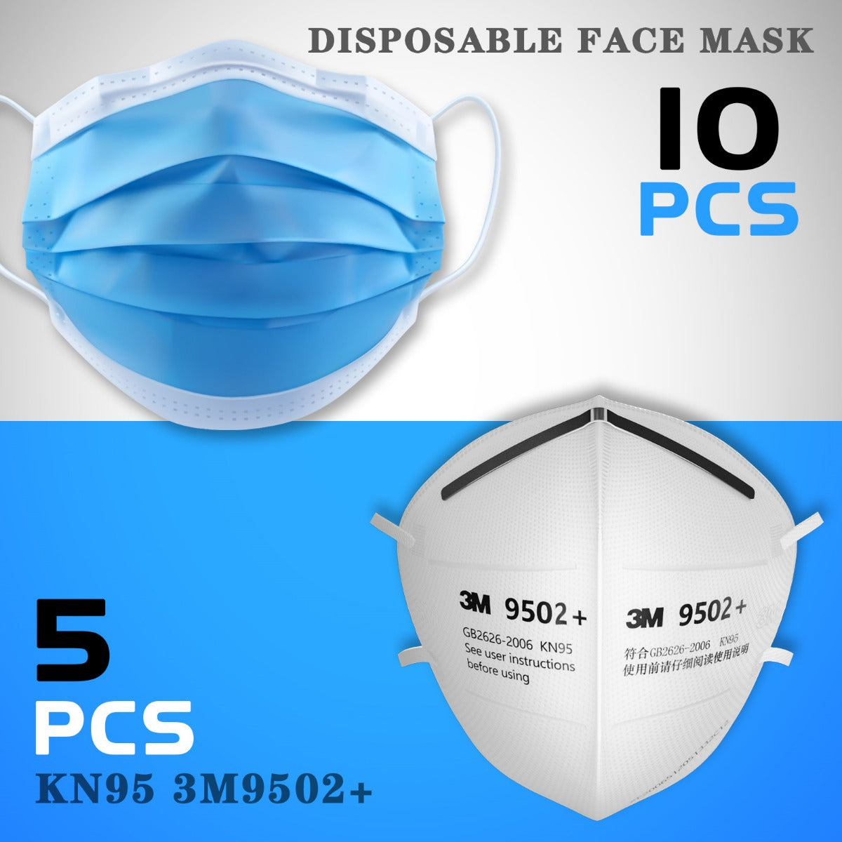 10 x Disposable Face Masks + 5 x Genuine 3M Masks - Free Delivery!
