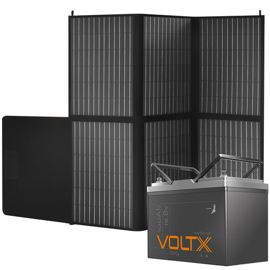 BUNDLE DEAL - VoltX 12V 100Ah Lithium Battery + VoltX 12V 200W Solar Blanket Mono Folding