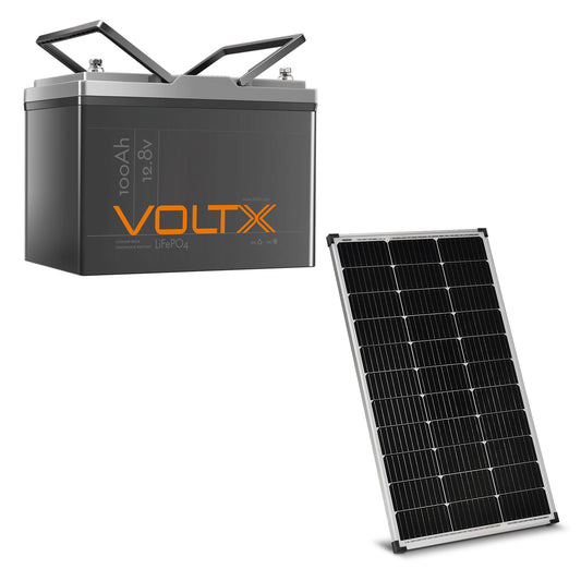 BUNDLE DEAL - VoltX 12V 100Ah LiFePO4 Battery + VoltX 12V 100W Solar Panel
