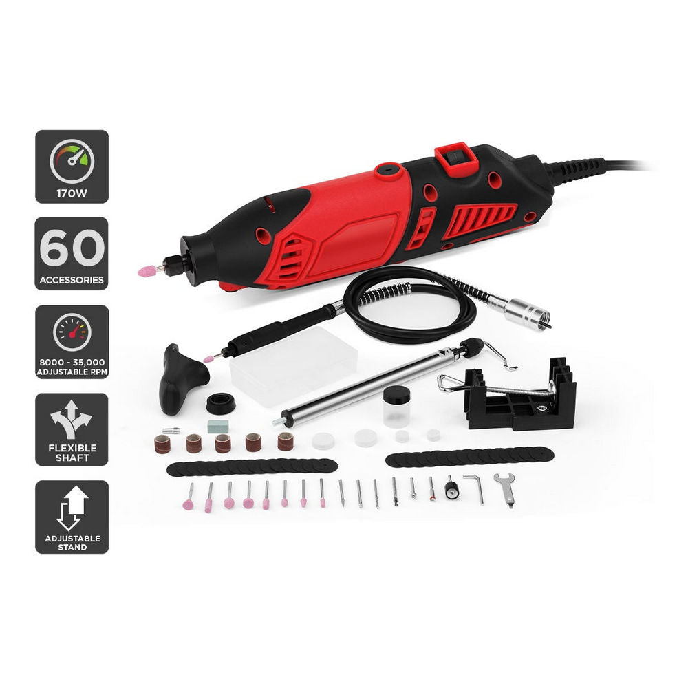 Certa 170W Rotary Tool with Flexible Shaft and 60 Accessories