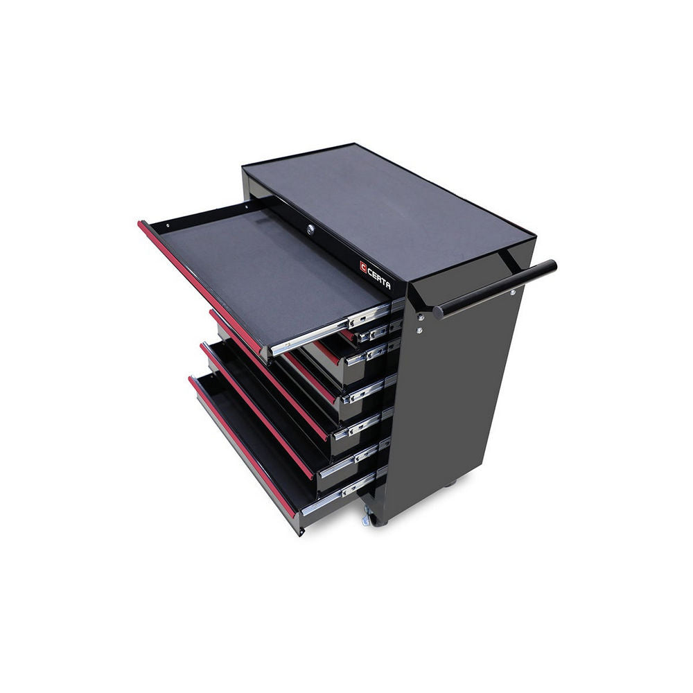 Certa Tool Box Storage Cabinet Trolley 7 Drawer Chest (Black)