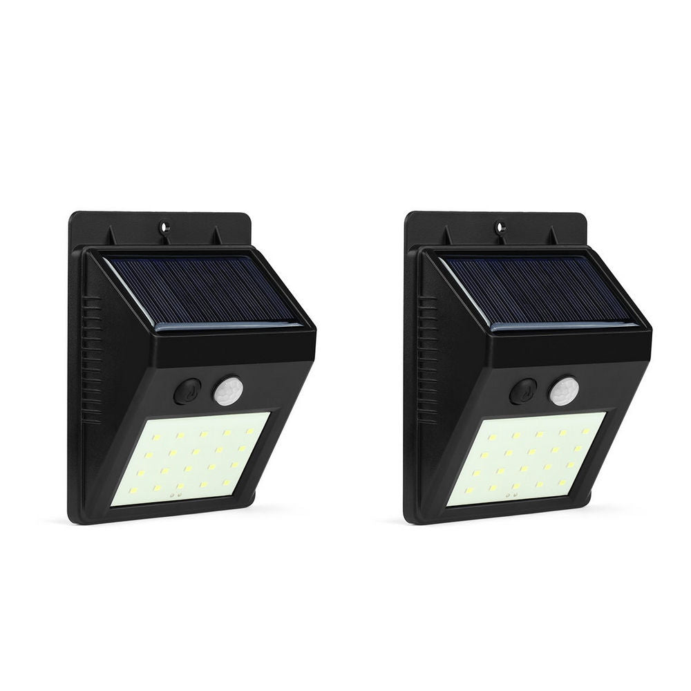 Solar Powered Wall Mounted Motion Sensor LED Light (Black, Vasto) - 2 Pack