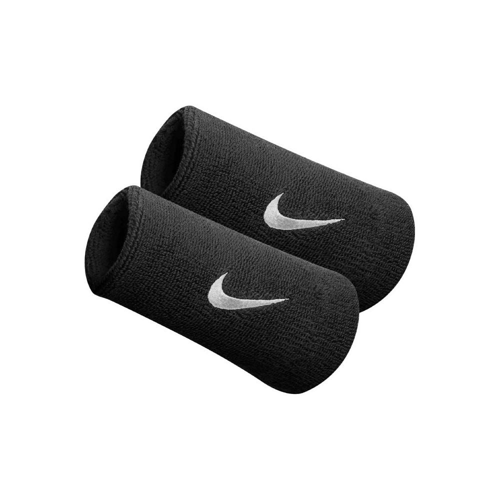 Nike Swoosh Doublewide Wristbands 2 Pack (Black/White)