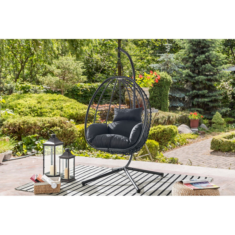Shangri La Mackenzie Outdoor Furniture Egg Chair (Black, Black)