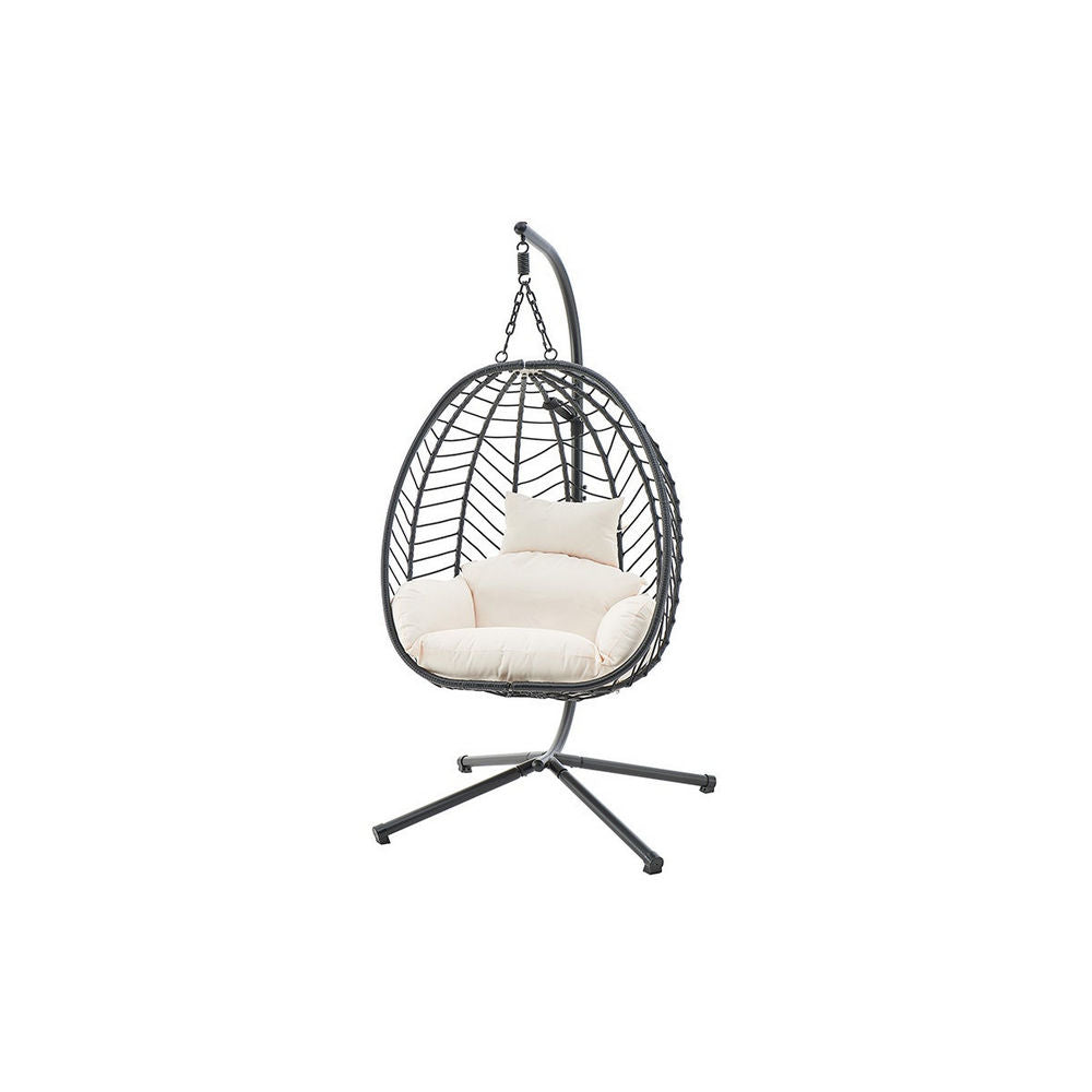 Shangri-La Mackenzie Outdoor Furniture Egg Chair (Black, Beige)