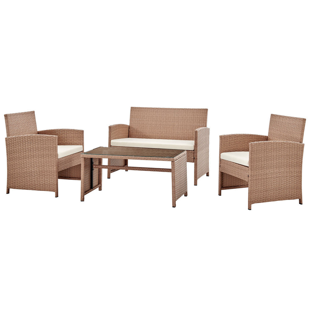 Shangri-La Redcliff 4 Piece Outdoor Furniture Lounge Set (Natural)