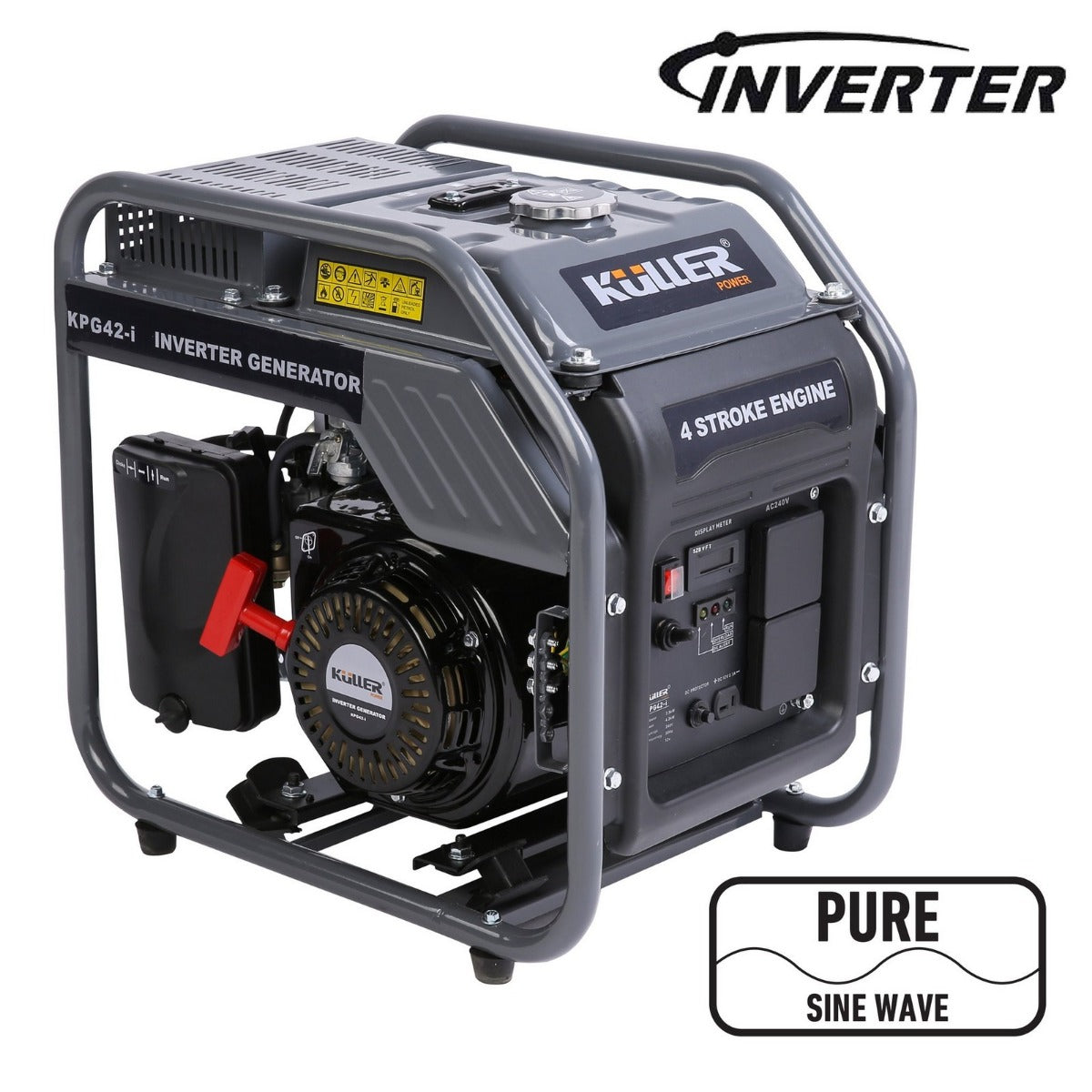 Kuller 4.2kW Max 3.5kW Rated Inverter Generator Pure Sine Wave Single-Phase Petrol DC Output Camping