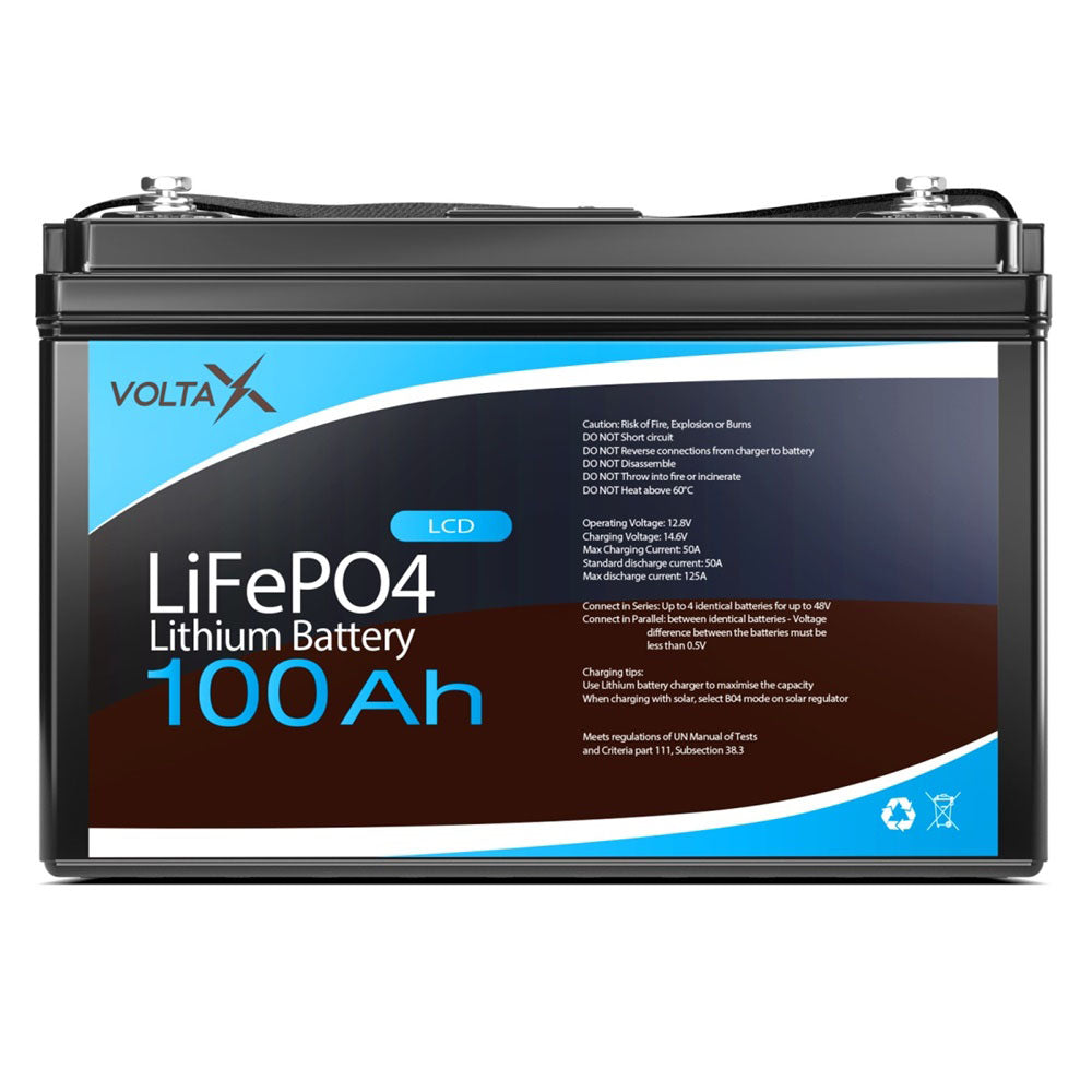 VoltX 24V 100Ah Lithium Battery LiFePO4 Deep Cycle - with Built-in LCD