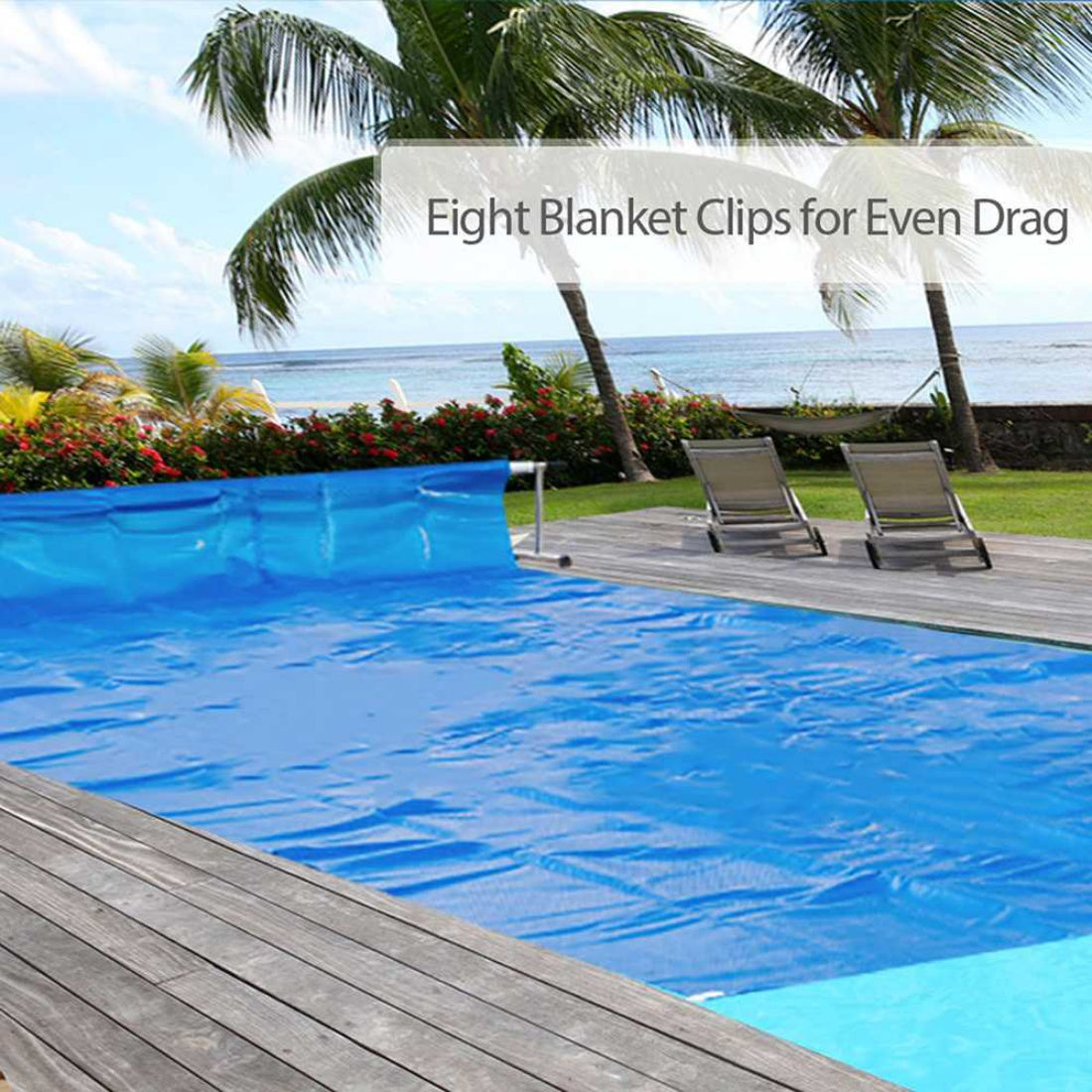 Swimming Pool 5M Cover & Roller Solar Bubble Blanket Reel Wheels Adjustable