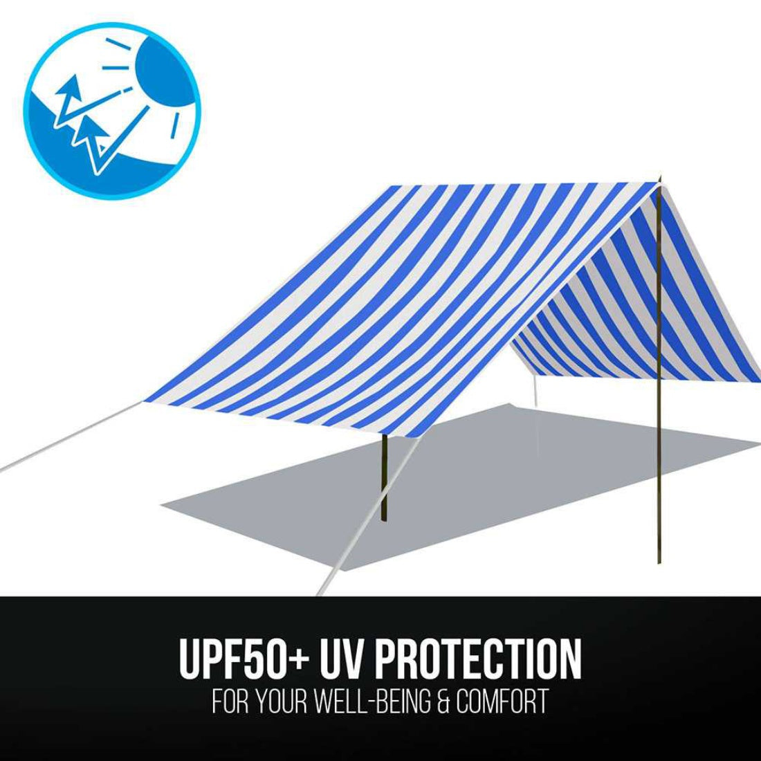 Portable Blue Beach Tent Sun Shade UV-Resistant Outdoor Picnic Camping Canopy