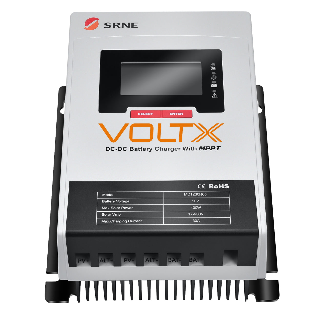 SRNE VoltX 12V 30A MPPT DC to DC Lithium Battery Charger with Bluetooth