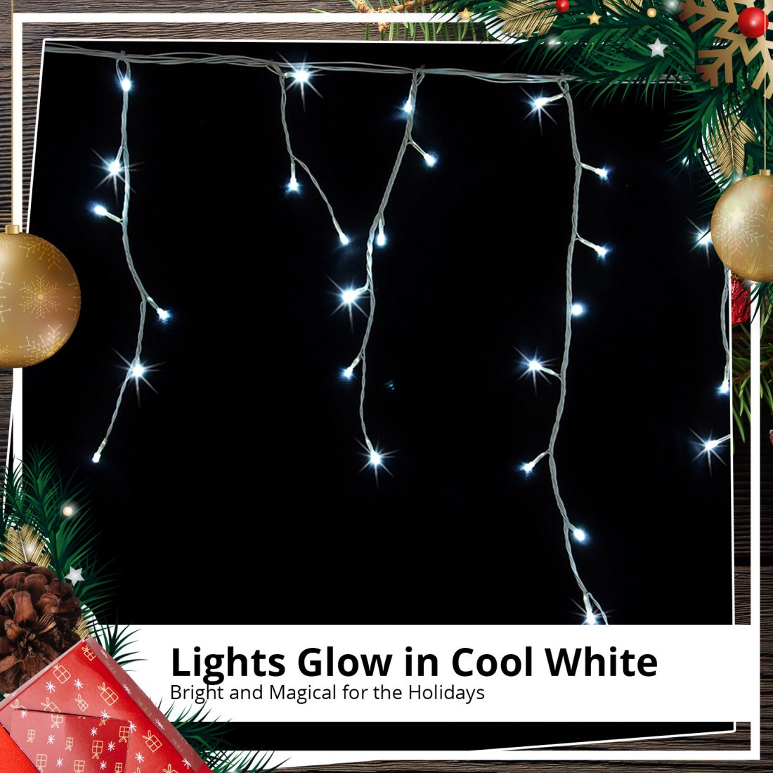 Outdoor 960 LED Snowing Icicle White Christmas Light Display with Timer