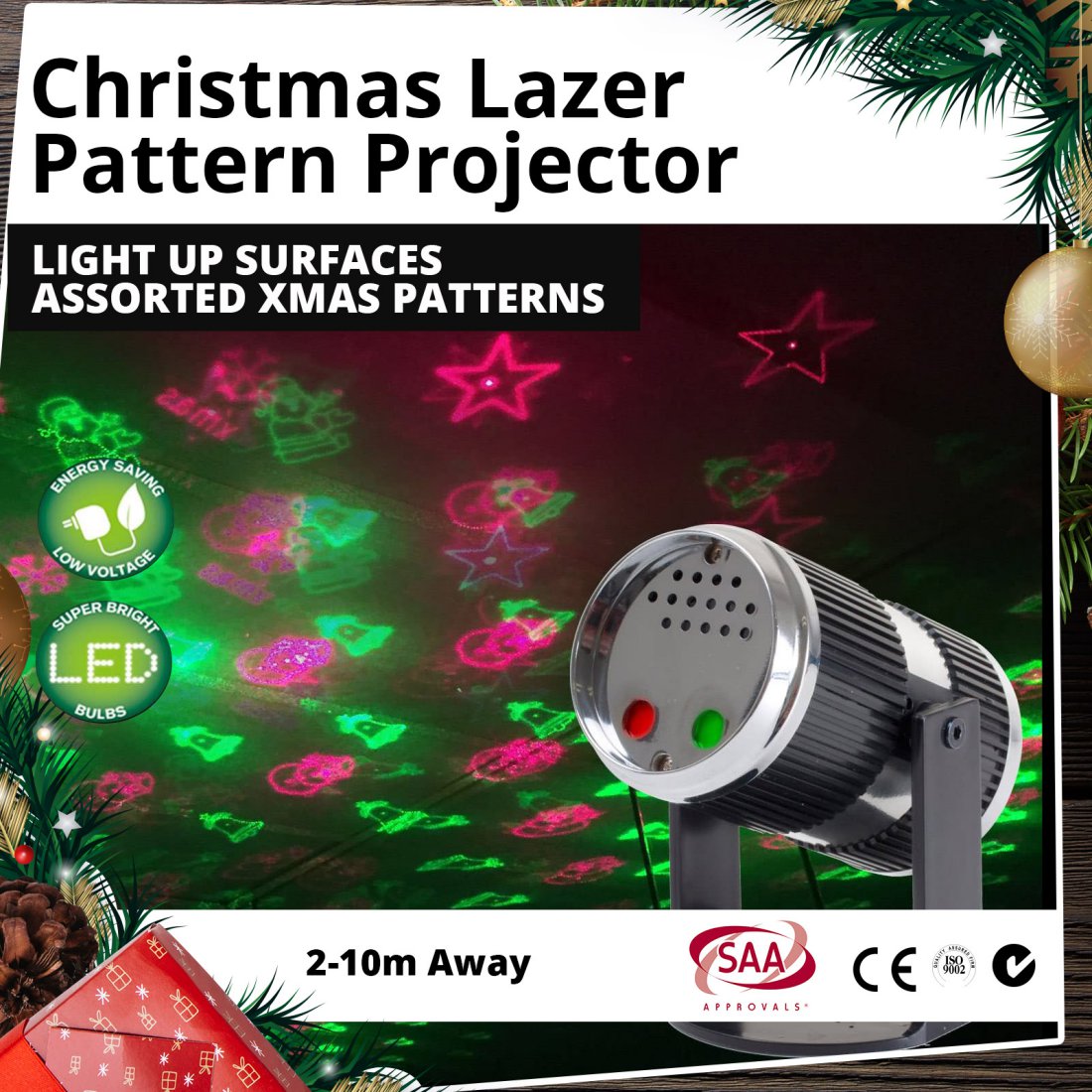 Outdoor Christmas Laser Light Pattern Projector Holiday Display (Star Shower)