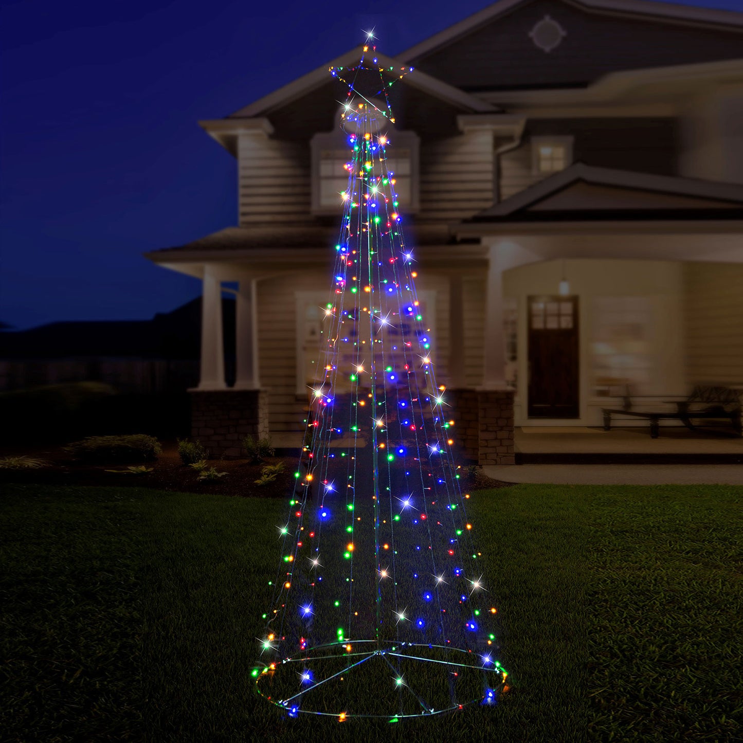 Stockholm Solar Christmas Tree Traditional Lit Xmas 250 LED Decor Multicolour 210cm