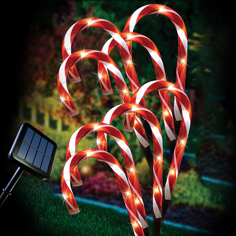 Stockholm Christmas LED Solar Garden Candy Canes 8pc