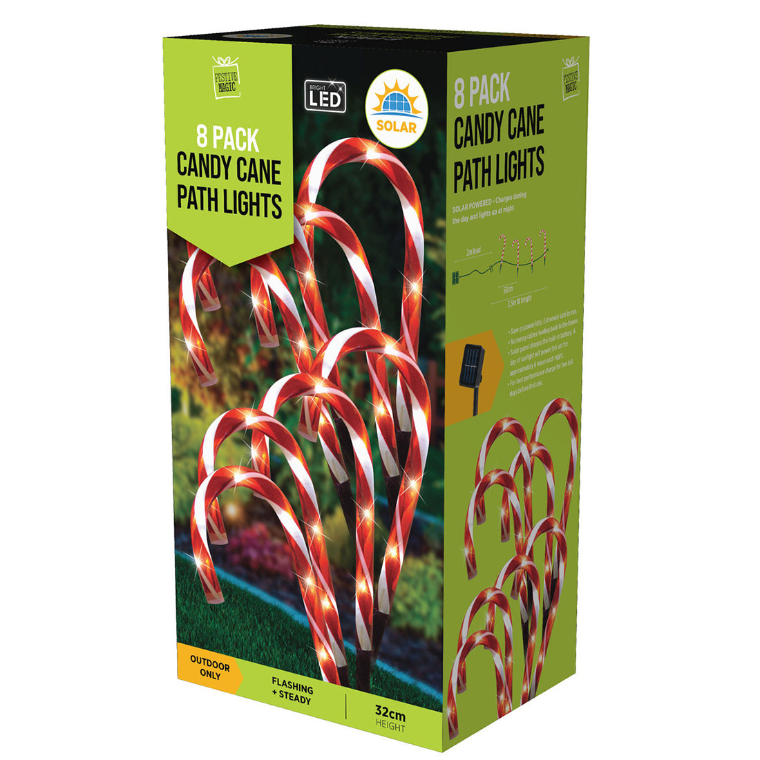 Stockholm Christmas LED Solar Garden Candy Canes 8pc