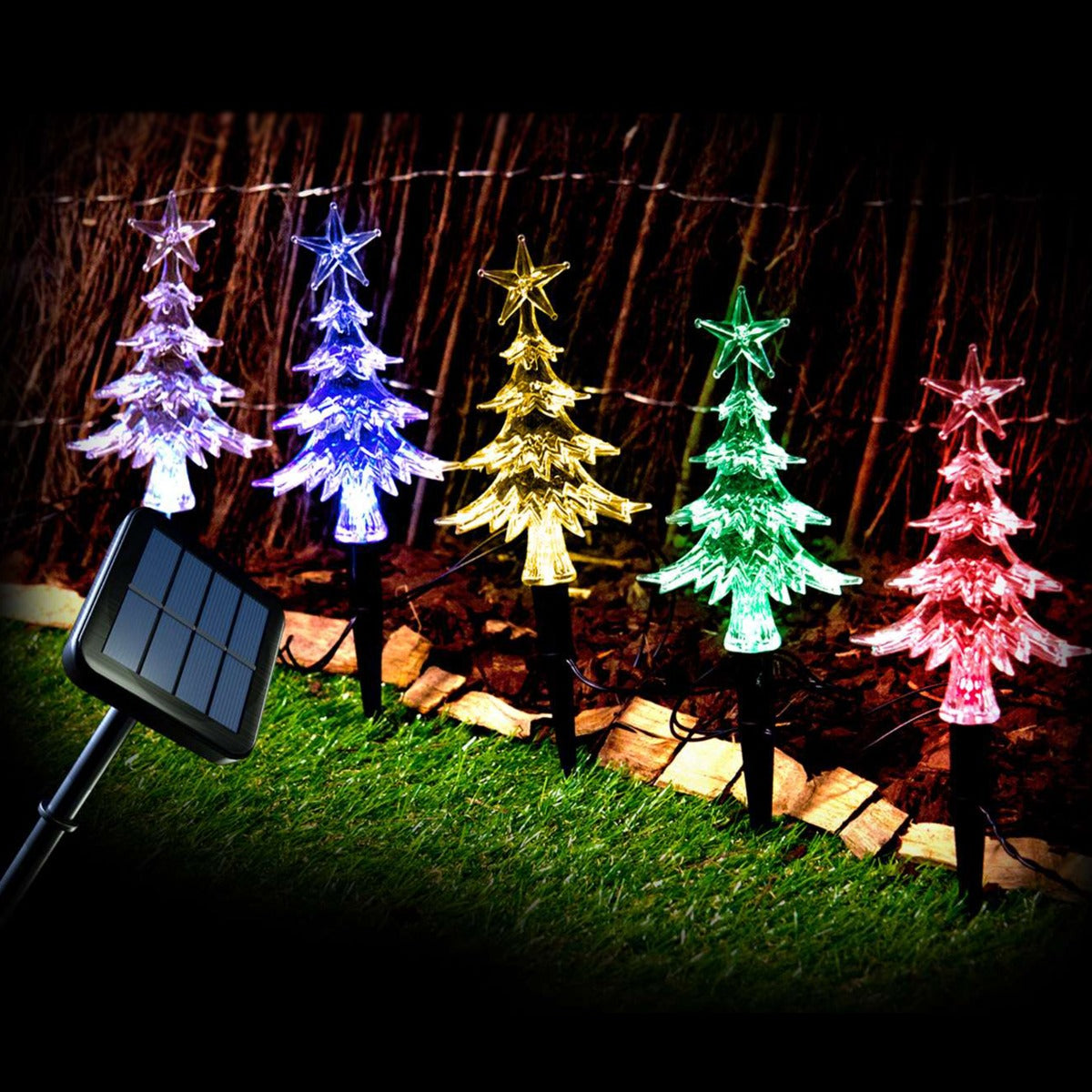 Stockholm Outdoor LED Solar Mini Trees Multicolour Light Christmas Display 20pcs