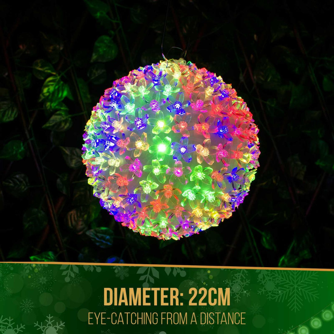 Outdoor 200 LED Petal Ball 22cm Dual Coloured Light Christmas Display