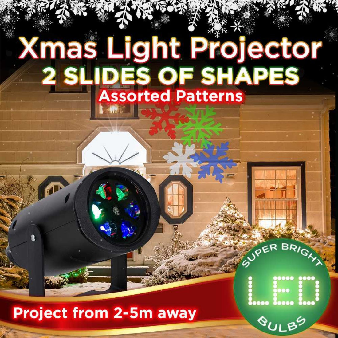 Christmas Light 2 Slide Show Projector Shapes Display