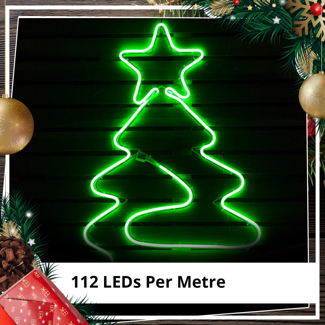 Christmas Lights LED Tree Silhouette Green Neon Flexi Strip Outdoor Motif