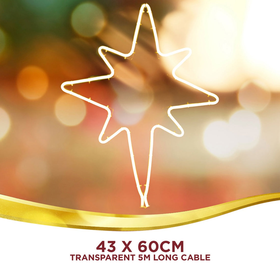 Christmas Lights LED Nativity Star Silhouette Warm White Neon Glow Outdoor Motif