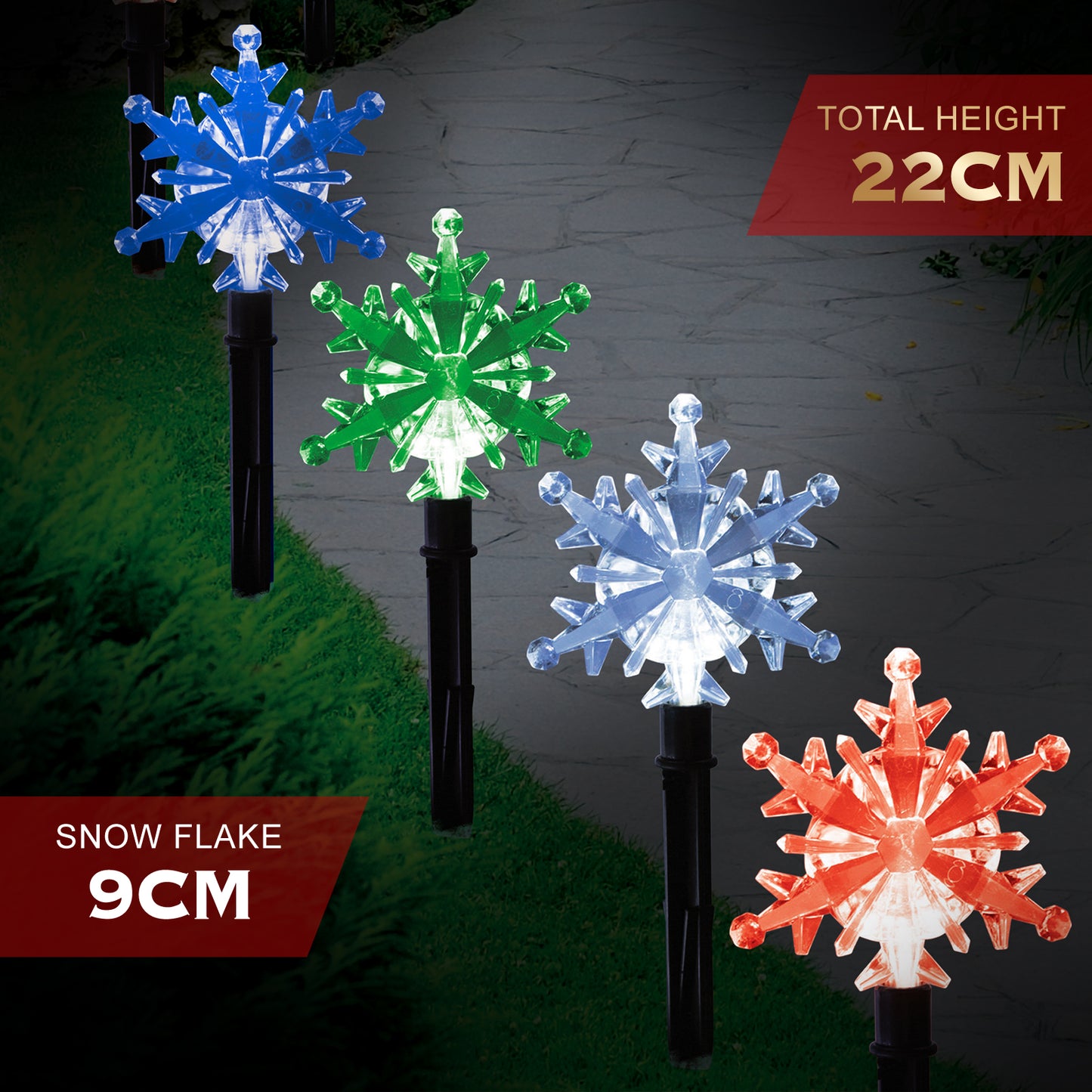 Christmas Motif Solar Snow Flake Path Light 8 pcs Multi Colour Stockholm Outdoor