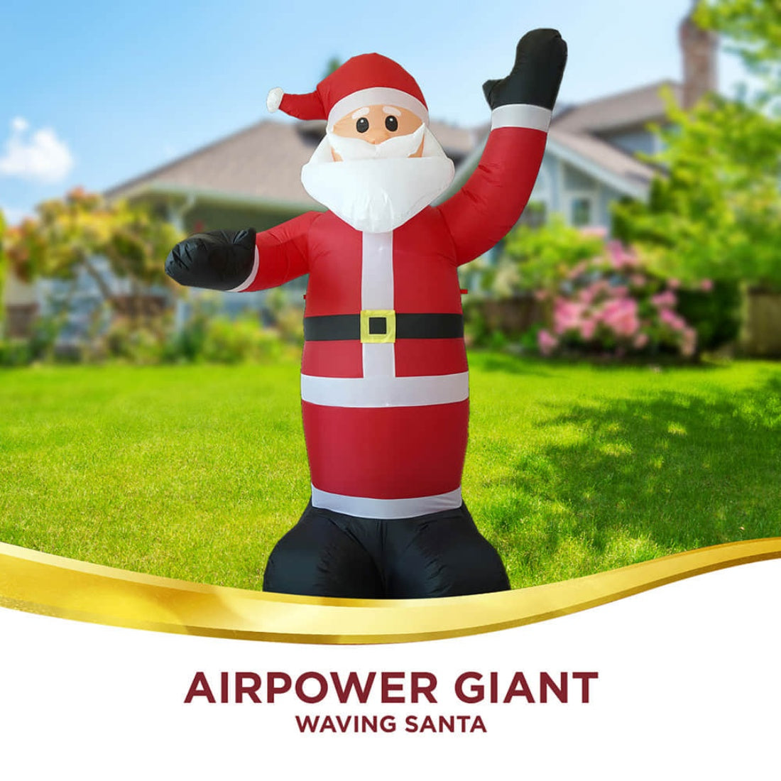 New 2.4m Inflatable Santa Wave LED Christmas Lights Outdoor Airpower Decor