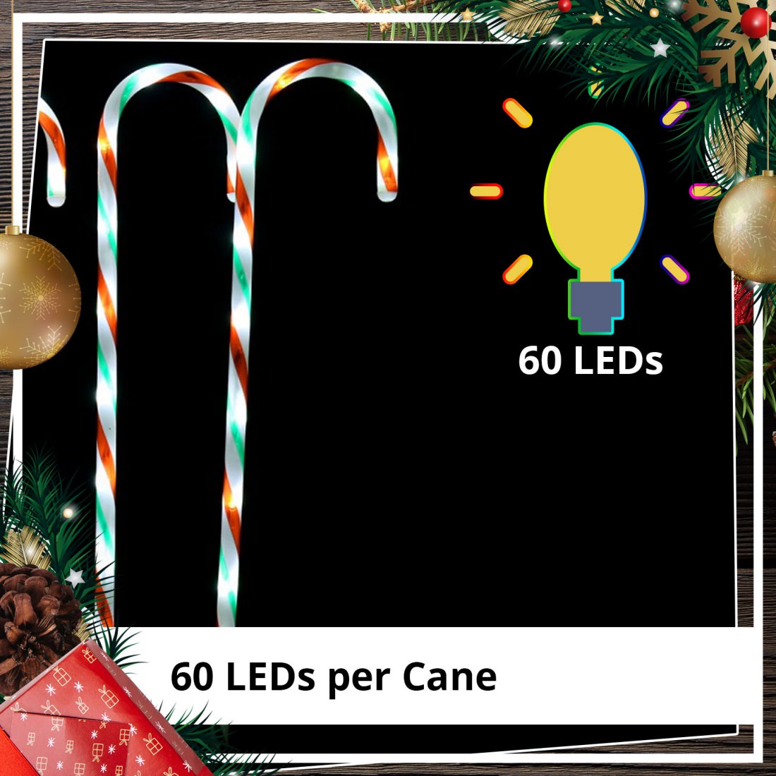 Christmas 6pc LED Peppermint Candy Canes 75cm Flashing Effects + Steady