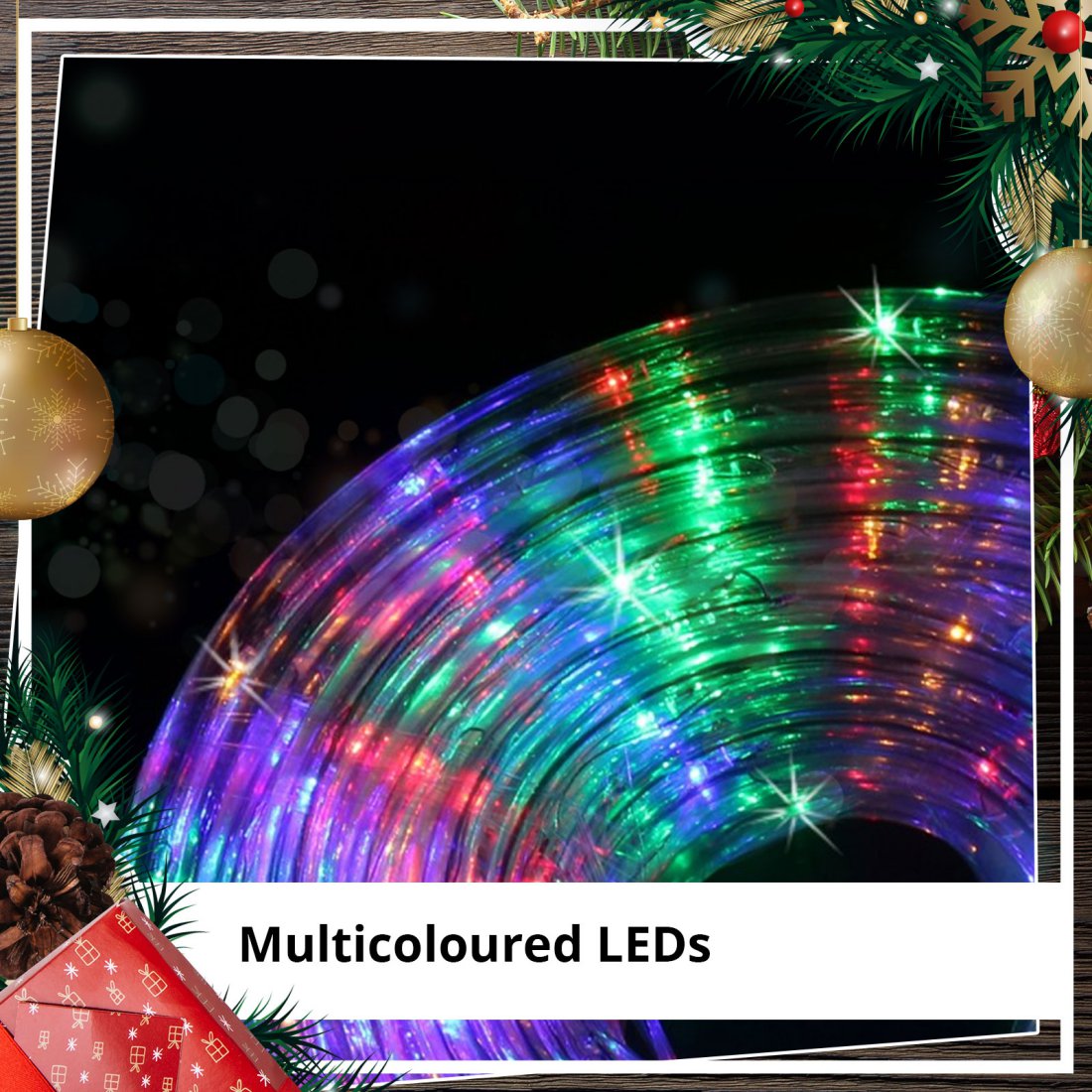 Christmas LED Solar Rope Lights 7m Multicoloured