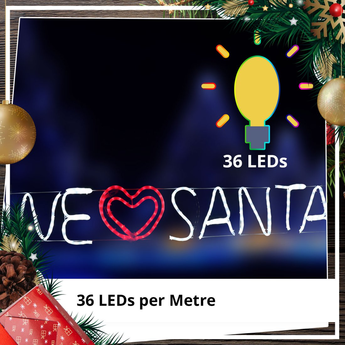 Christmas LED Frosted Writing Rope Light - We Love Santa 140cm