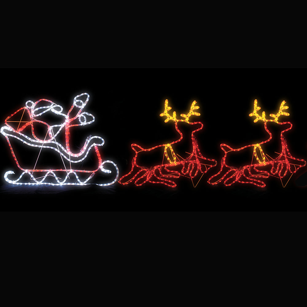 Stockholm Gigantic Christmas Led Santa Sleigh And 4 Reindeers 530Cm