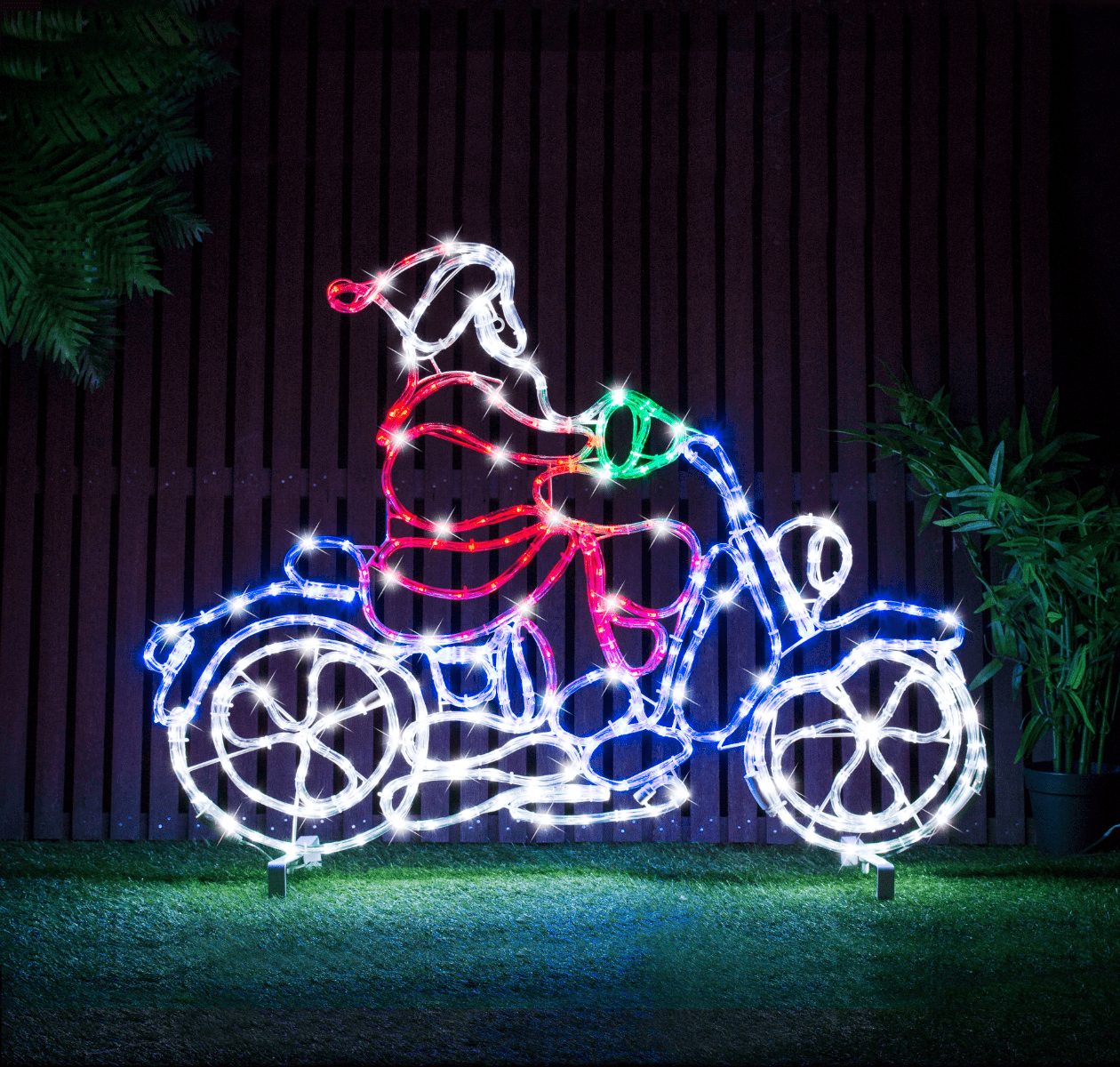 Stockholm LED Santa on Motorbike Christmas Lights Outbax