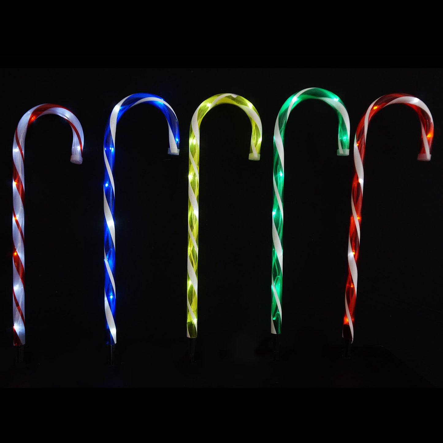 LED Path Candy Canes Motif Lights Christmas Party Garden Lamp MULTICOLOUR 5pc
