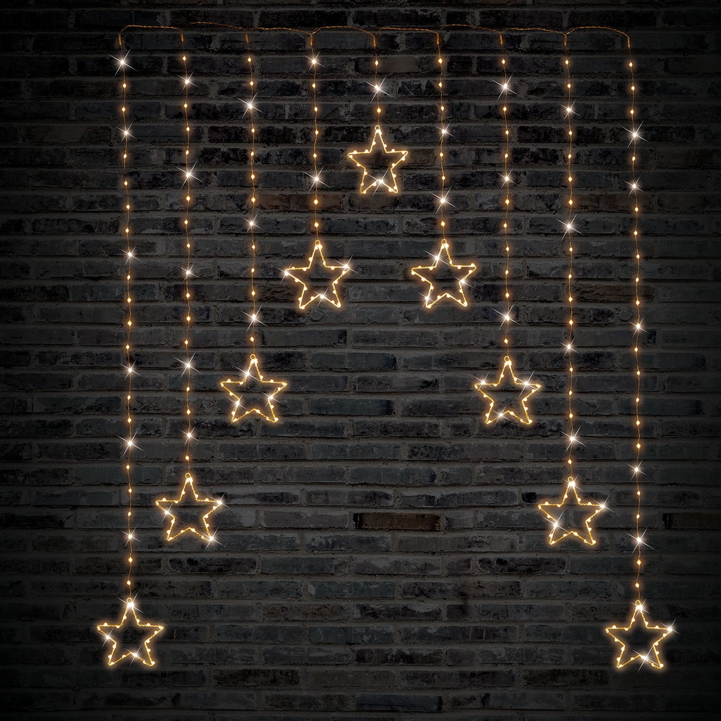 Stockholm Christmas Lights 307 LEDs Curtain Star Warm White