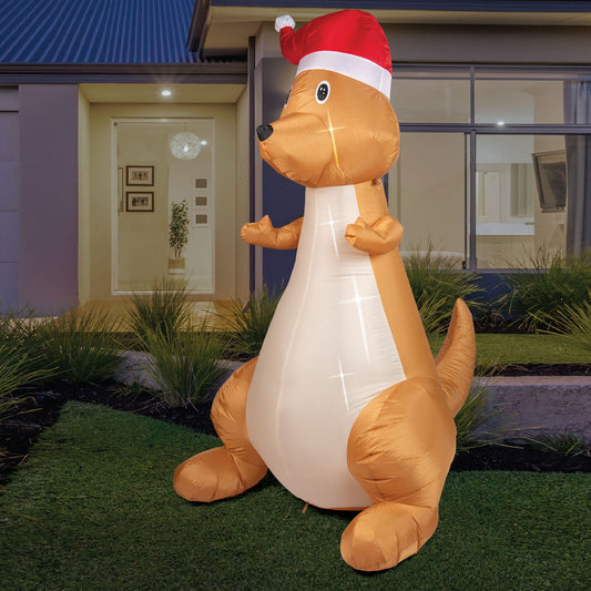 Stockholm Airpower Christmas Kangaroo Inflatable Outdoor Decor Lights Up 1.8M Outdoor