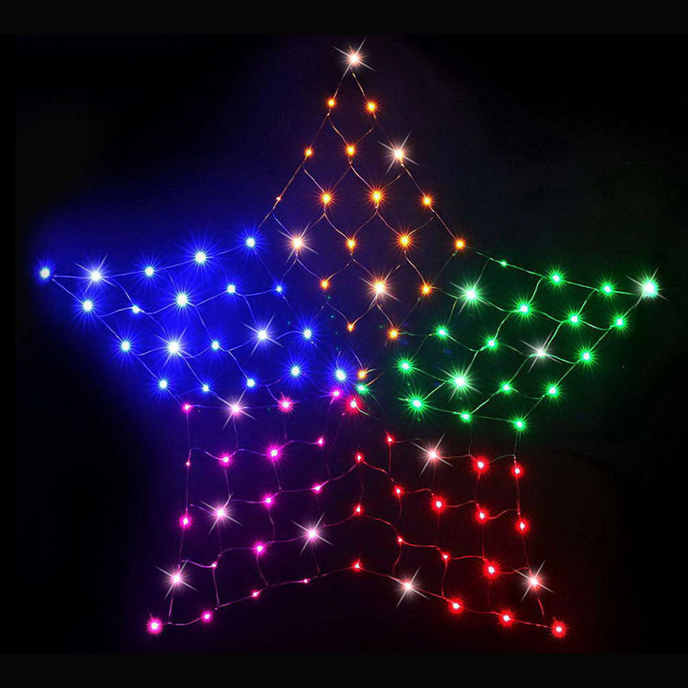 Stockholm Christmas Lights 150 LED Solar Star Net Rope Multi Colour Xmas Decor