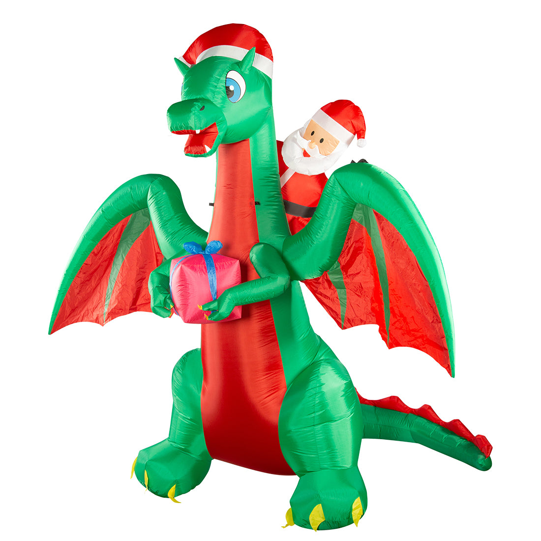 Stockholm Christmas Inflatables 2.7m Airpower Santa on Dragon White LED