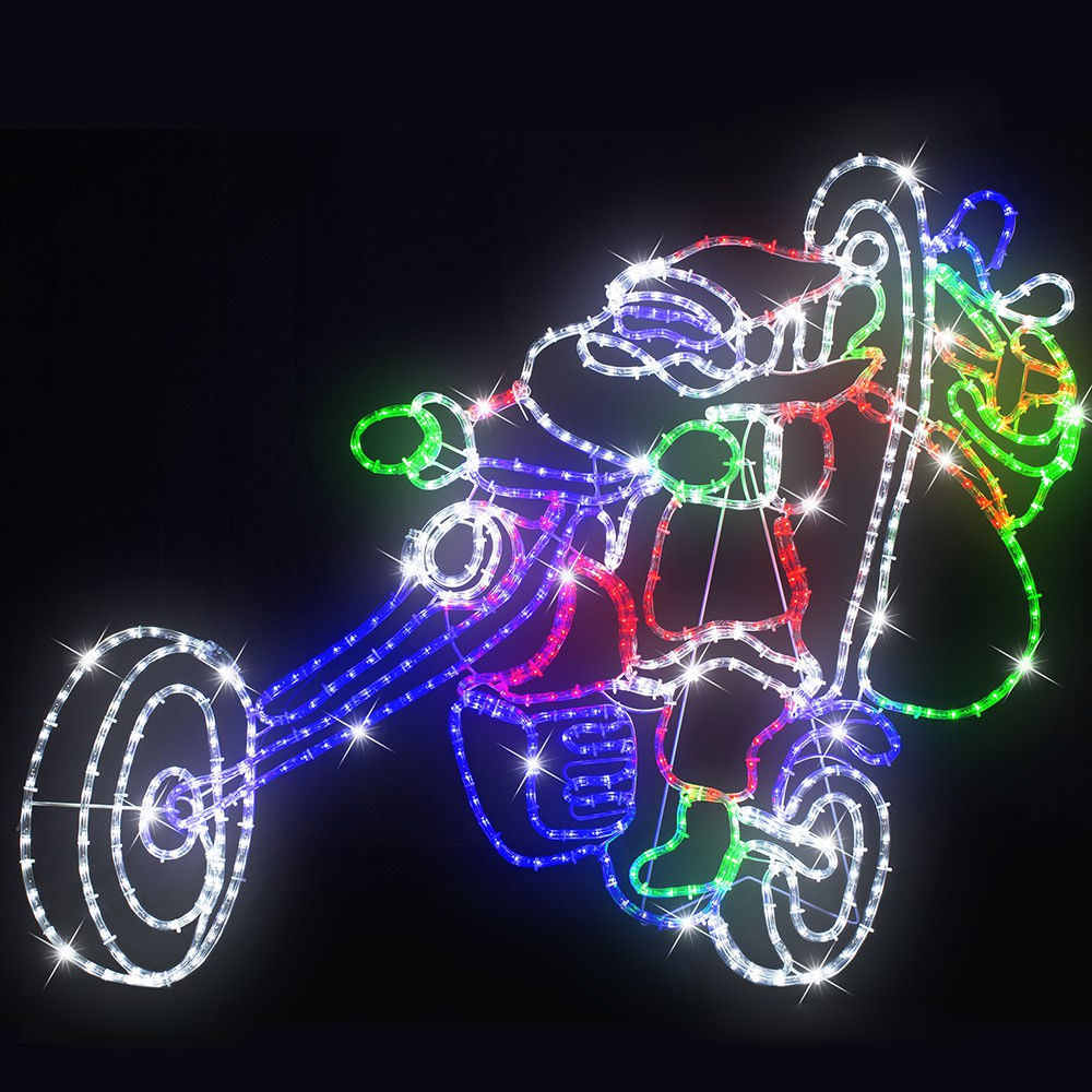 Stockholm Christmas Lights Ropelight Motif LED Santa On Motorbike Multi Colour