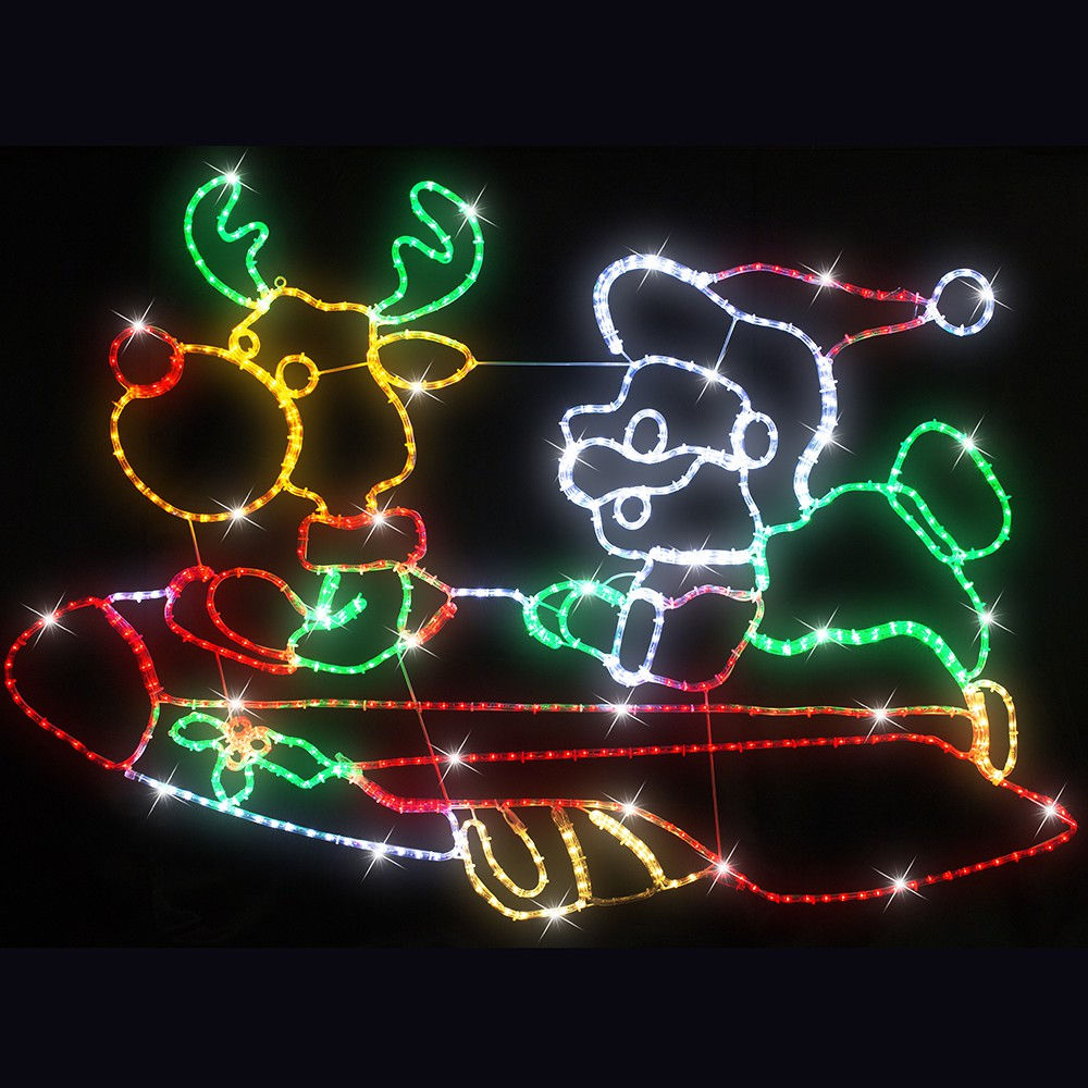 Stockholm Christmas Lights Motif LED Ropelight Santa Reindeer In Rocket Indoor